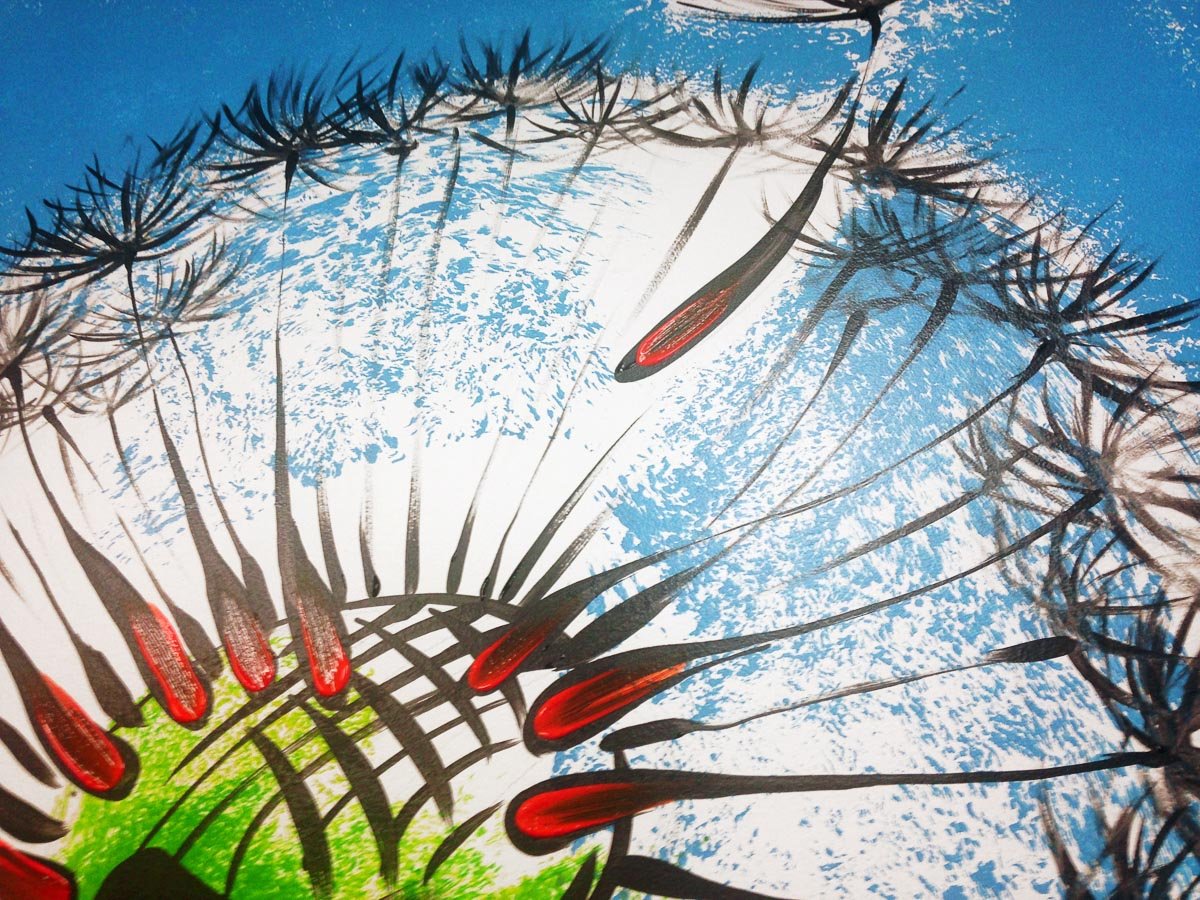Dandelion mural in an office interior